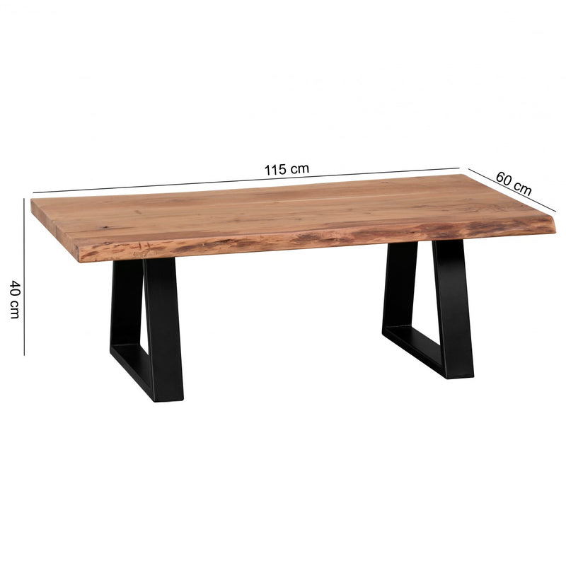Couchtisch GAYA Massivholz Akazie Baumstamm 115x40x60cm Landhausstil