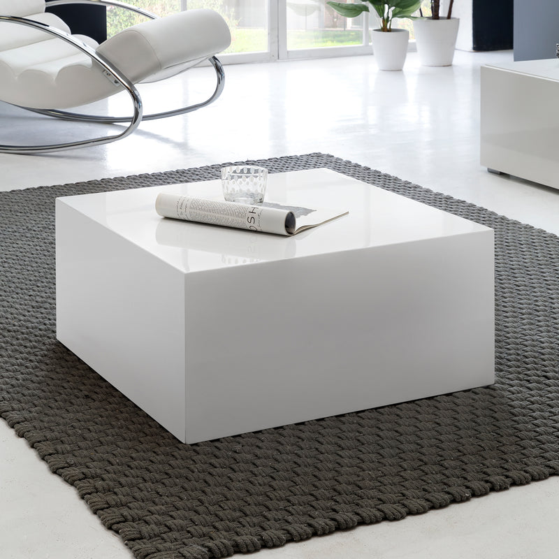 Couchtisch MONOBLOC 60x60x30cm Hochglanz MDF Weiß quadratisch Cube