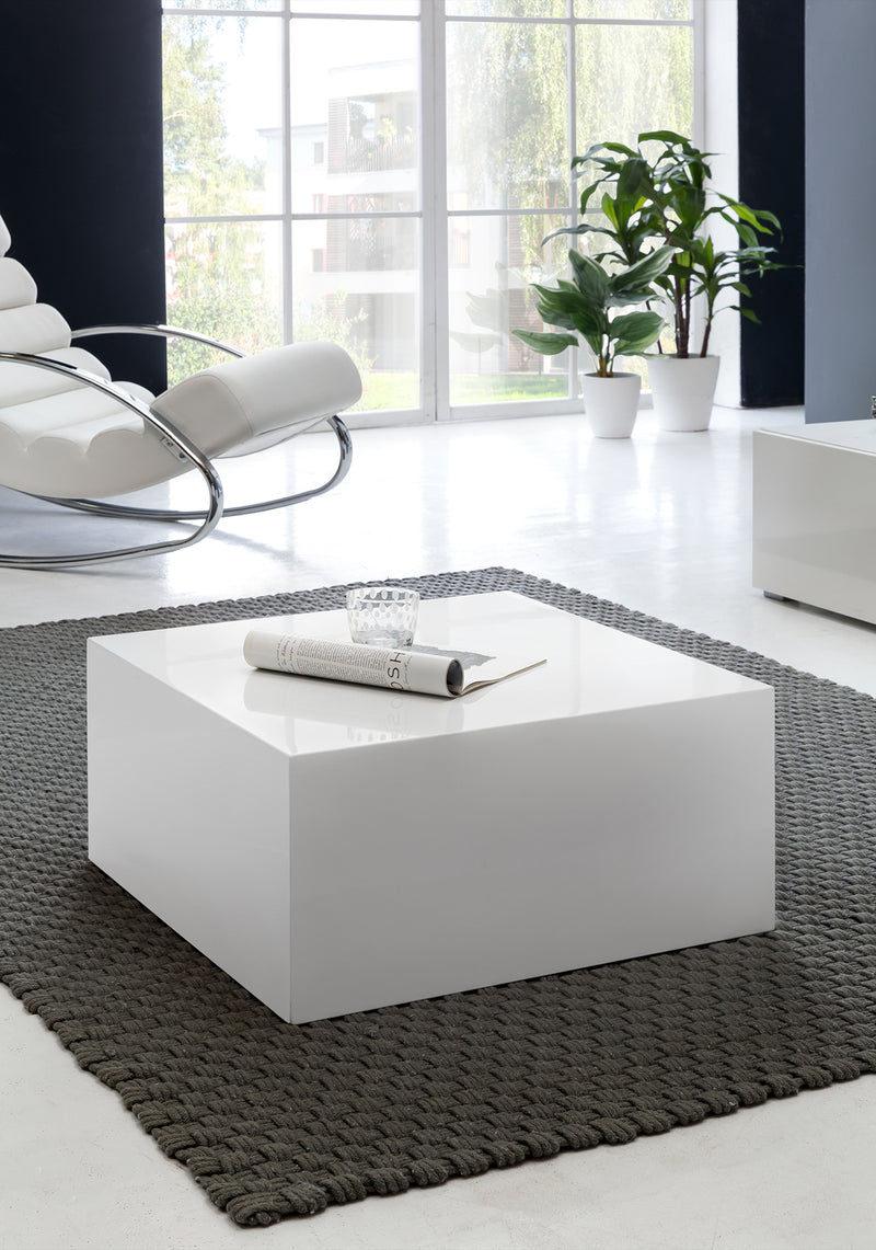 Couchtisch MONOBLOC 60x60x30cm Hochglanz MDF Weiß quadratisch Cube