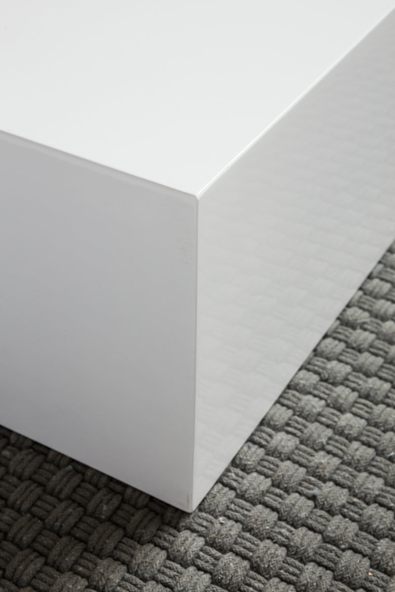 Couchtisch MONOBLOC 60x60x30cm Hochglanz MDF Weiß quadratisch Cube
