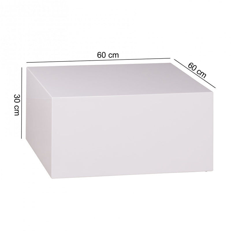 Couchtisch MONOBLOC 60x60x30cm Hochglanz MDF Weiß quadratisch Cube