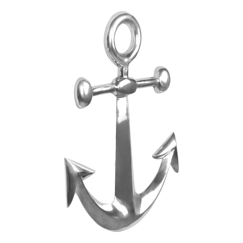 Anker Wanddeko Aluminium 62x40cm Silber Nautisch Modern Wohnzimmer