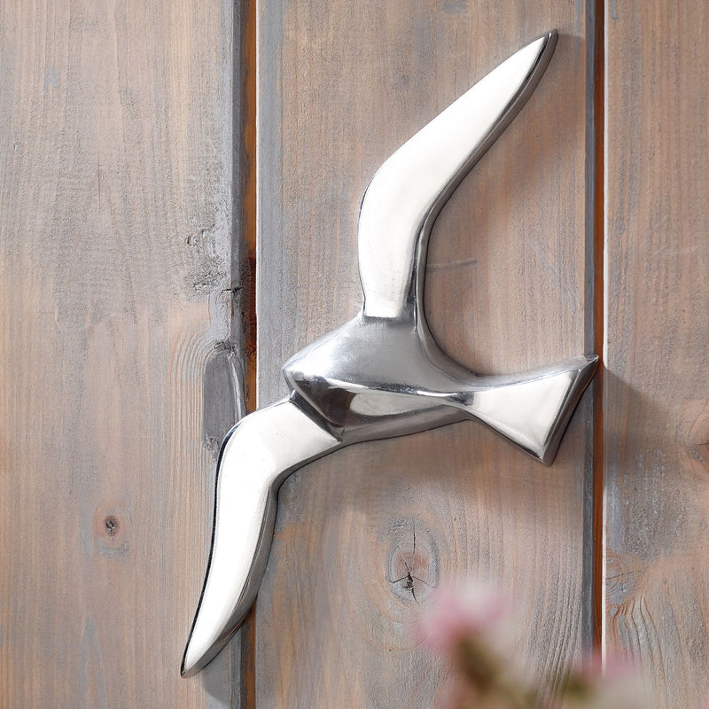 Wanddekoration Möwe Aluminium poliert 30cm Skulptur modern maritim
