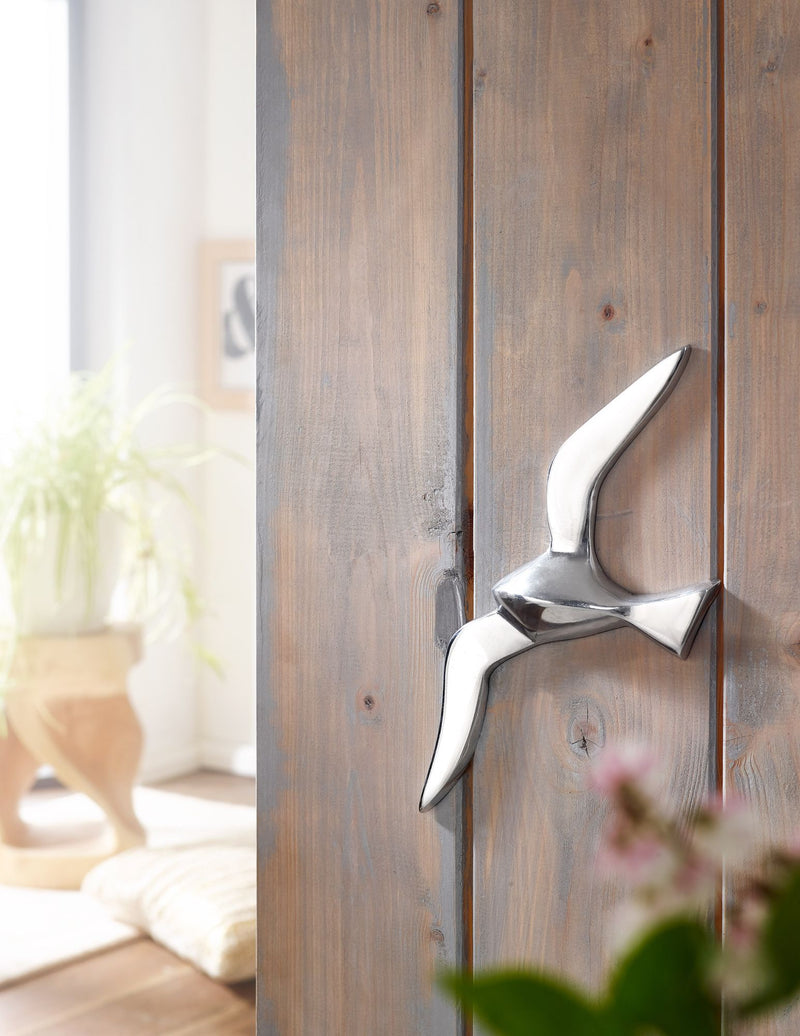 Wanddekoration Möwe Aluminium poliert 30cm Skulptur modern maritim