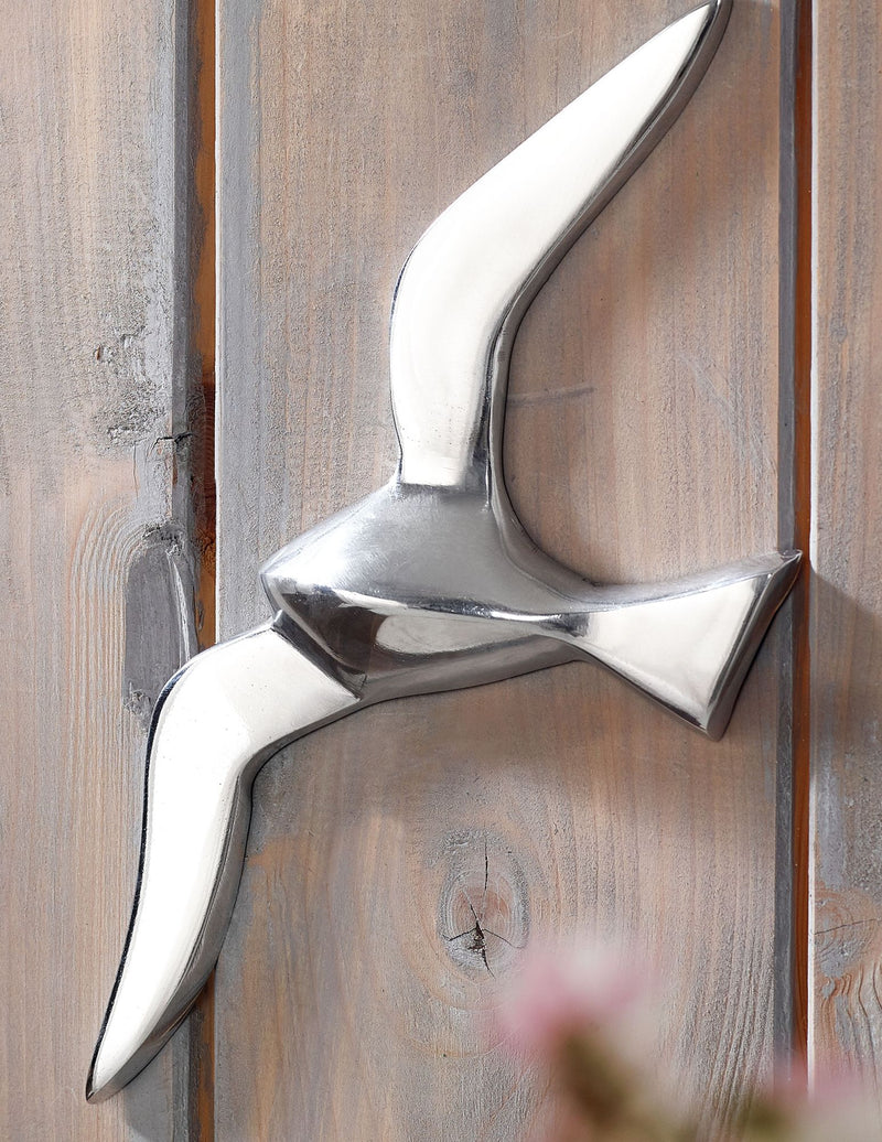 Wanddekoration Möwe Aluminium poliert 30cm Skulptur modern maritim