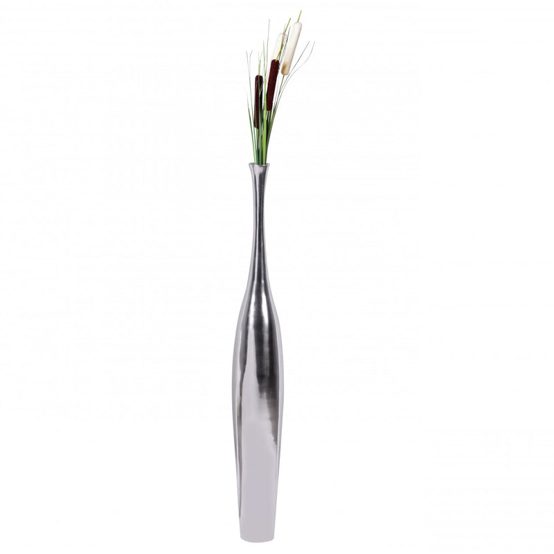 Vase BOTTLE L Aluminium Silber modern groß handgefertigt 1 Öffnung