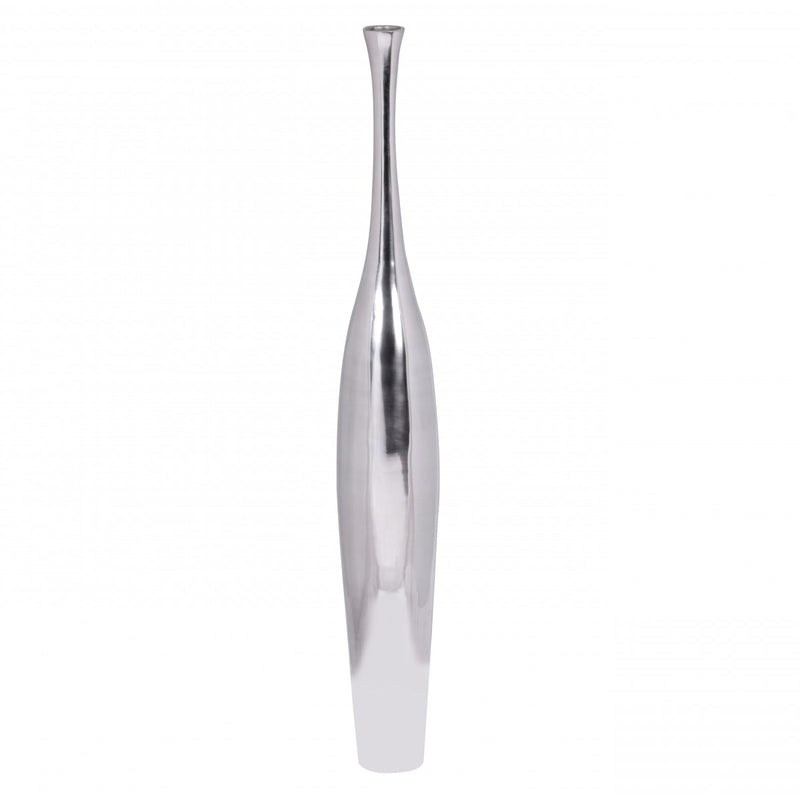 Vase BOTTLE L Aluminium Silber modern groß handgefertigt 1 Öffnung