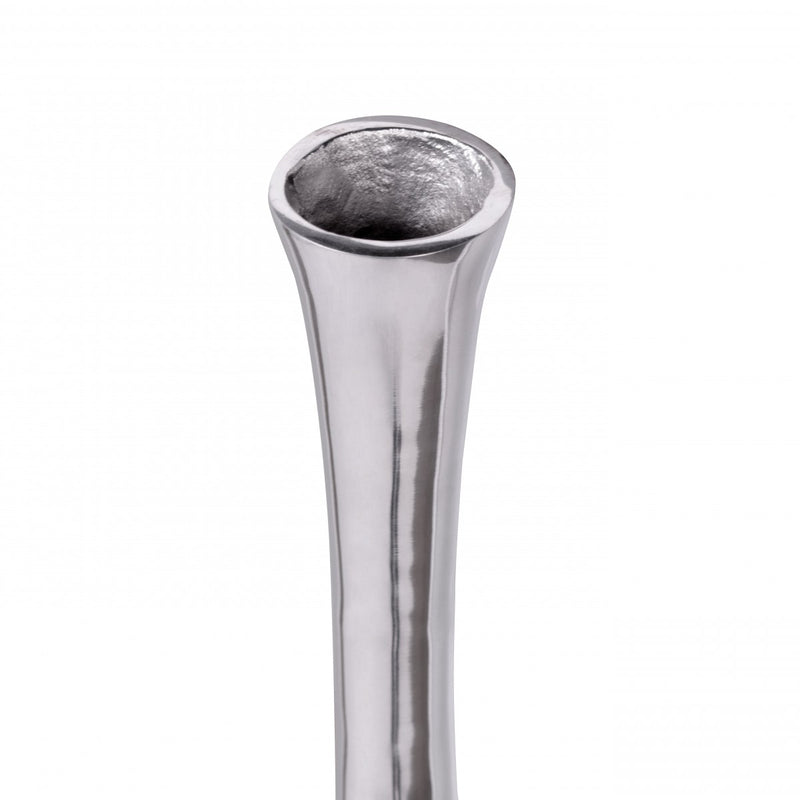 Vase BOTTLE L Aluminium Silber modern groß handgefertigt 1 Öffnung