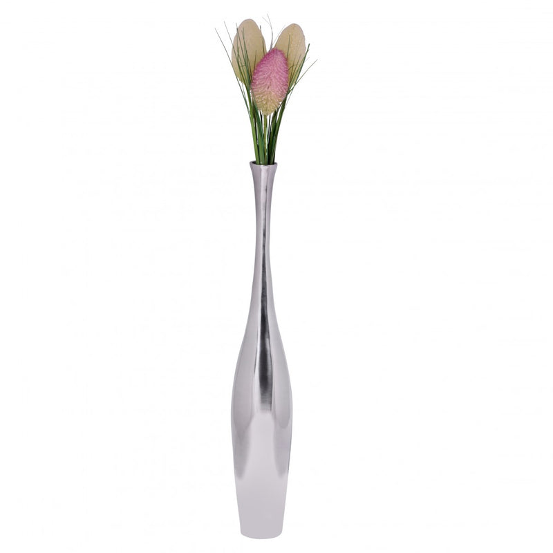 Vase BOTTLE S groß Aluminium modern Silber handgefertigt