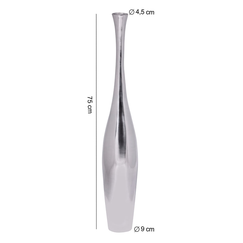 Vase BOTTLE S groß Aluminium modern Silber handgefertigt