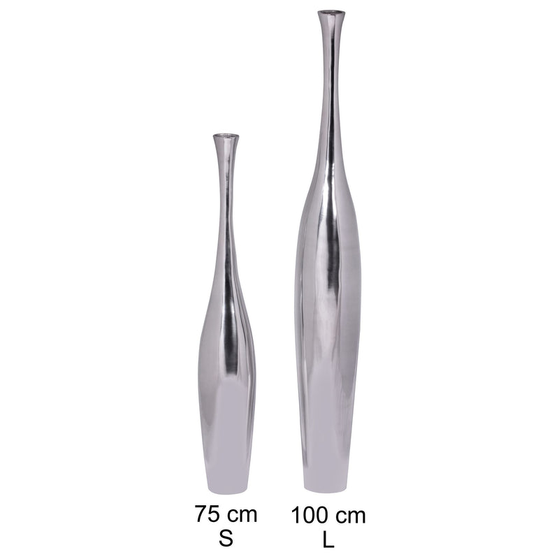 Vase BOTTLE S groß Aluminium modern Silber handgefertigt