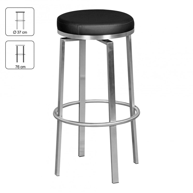 Barhocker WL1.947 Edelstahl 360° drehbar gepolstert Schwarz Modern