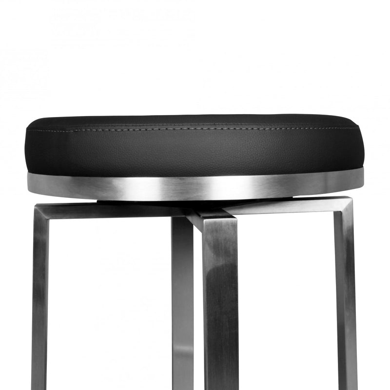 Barhocker WL1.947 Edelstahl 360° drehbar gepolstert Schwarz Modern