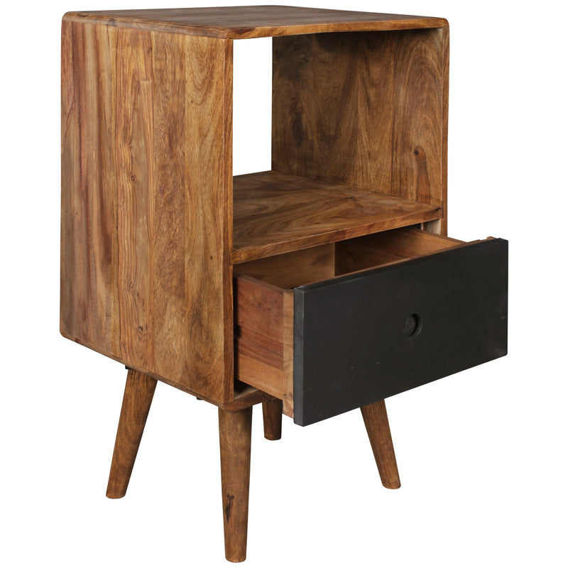 Nachtkonsole REPA Sheesham-Holz Schublade dunkelbraun 40x35x70cm Retro