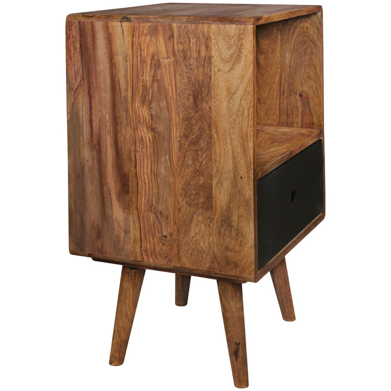 Nachtkonsole REPA Sheesham-Holz Schublade dunkelbraun 40x35x70cm Retro