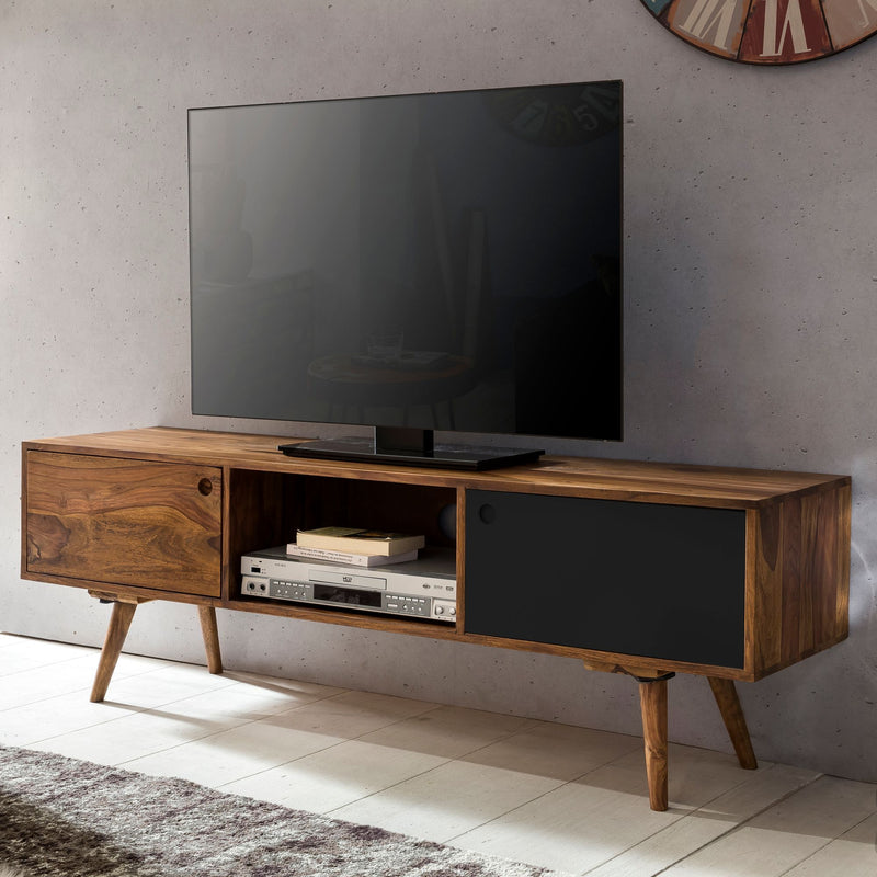 TV Lowboard REPA 140cm Sheesham Landhaus 2 Türen Fach Vintage Braun