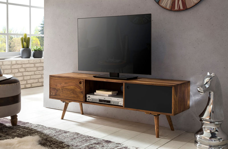 TV Lowboard REPA 140cm Sheesham Landhaus 2 Türen Fach Vintage Braun