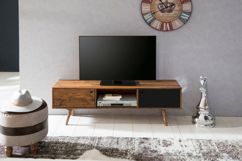 TV Lowboard REPA 140cm Sheesham Landhaus 2 Türen Fach Vintage Braun