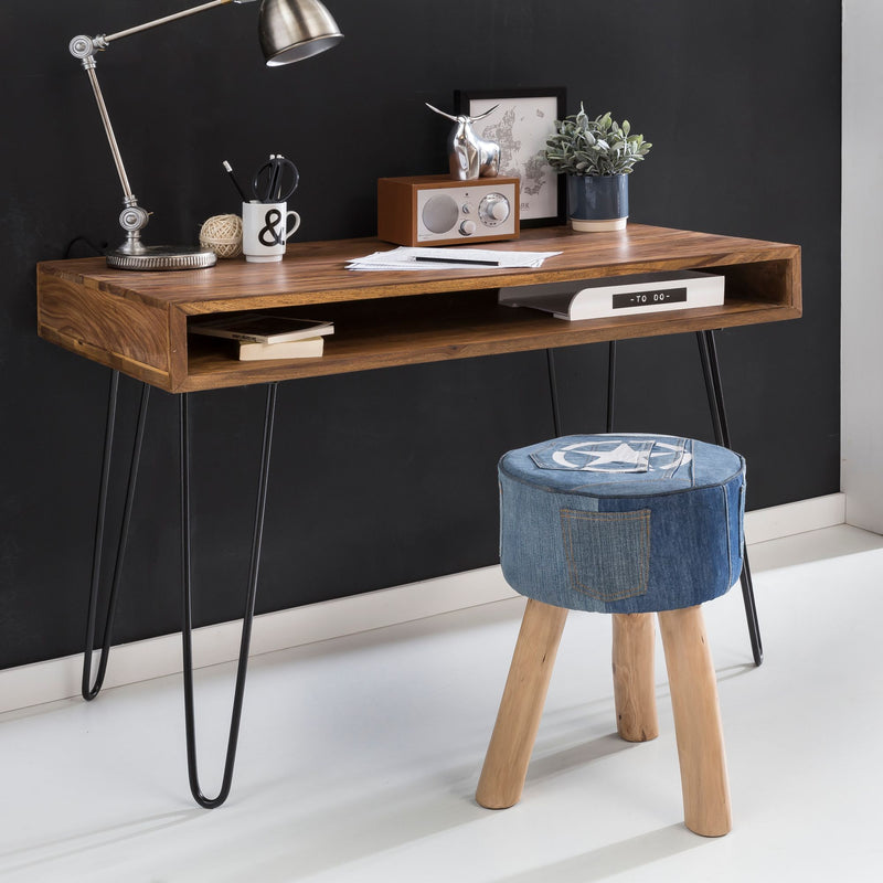 Schreibtisch BAGLI 110x60x76cm Sheesham Massivholz Landhausstil Braun