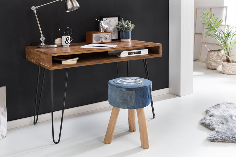 Schreibtisch BAGLI 110x60x76cm Sheesham Massivholz Landhausstil Braun