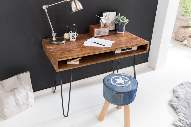 Schreibtisch BAGLI 110x60x76cm Sheesham Massivholz Landhausstil Braun