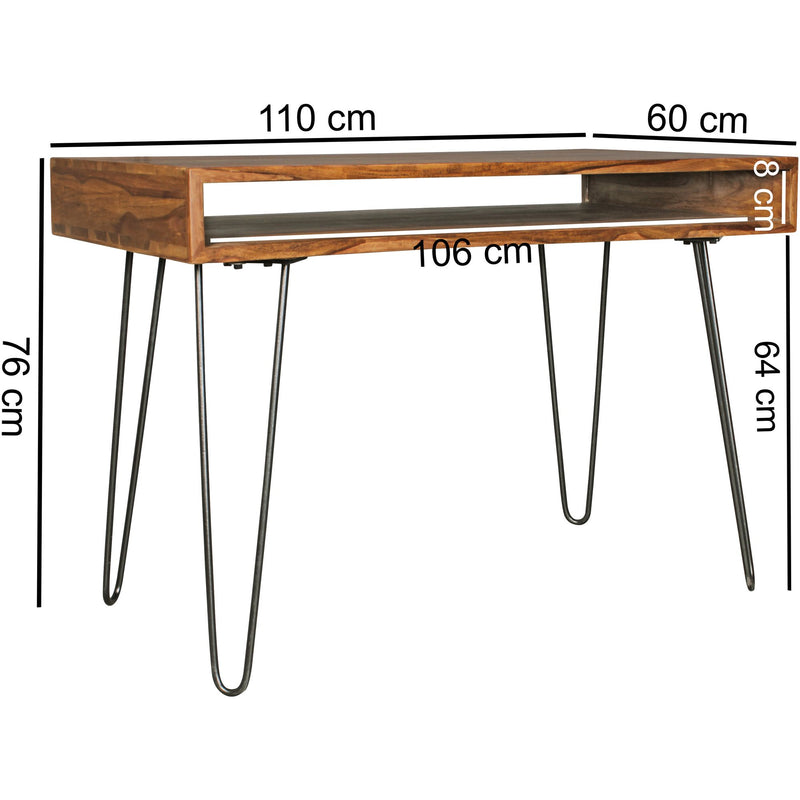 Schreibtisch BAGLI 110x60x76cm Sheesham Massivholz Landhausstil Braun
