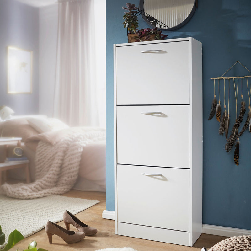 Schuhschrank 3 Fächer klappbar 125cm für 18 Paar modern