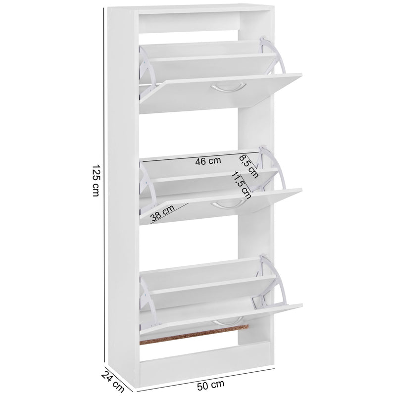 Schuhschrank 3 Fächer klappbar 125cm für 18 Paar modern