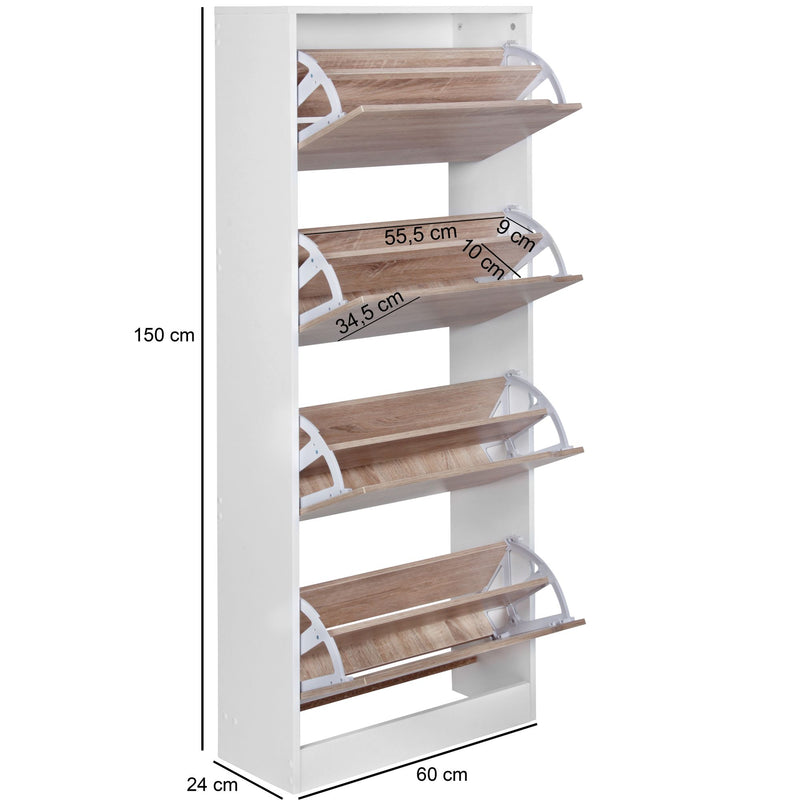 Schuhschrank 4 Klappen 150cm für 24 Paar modern