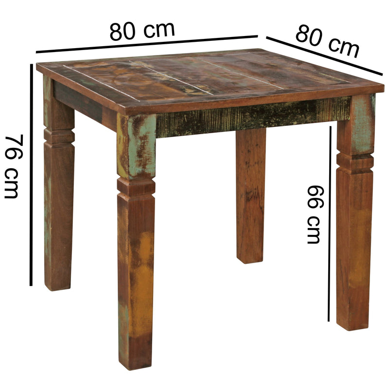 Esstisch Kalkutta 80x80cm Mango Massivholz Shabby Chic Landhausstil