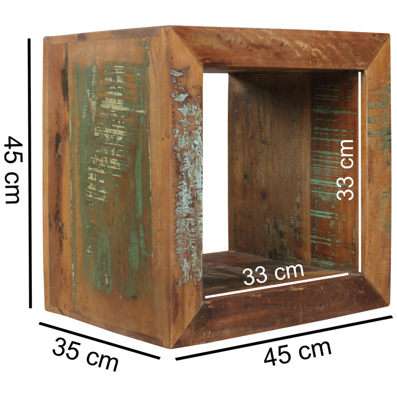Beistelltisch Kalkutta Massivholz Cube 45x45x35cm mit Ablage Wohnzimmer