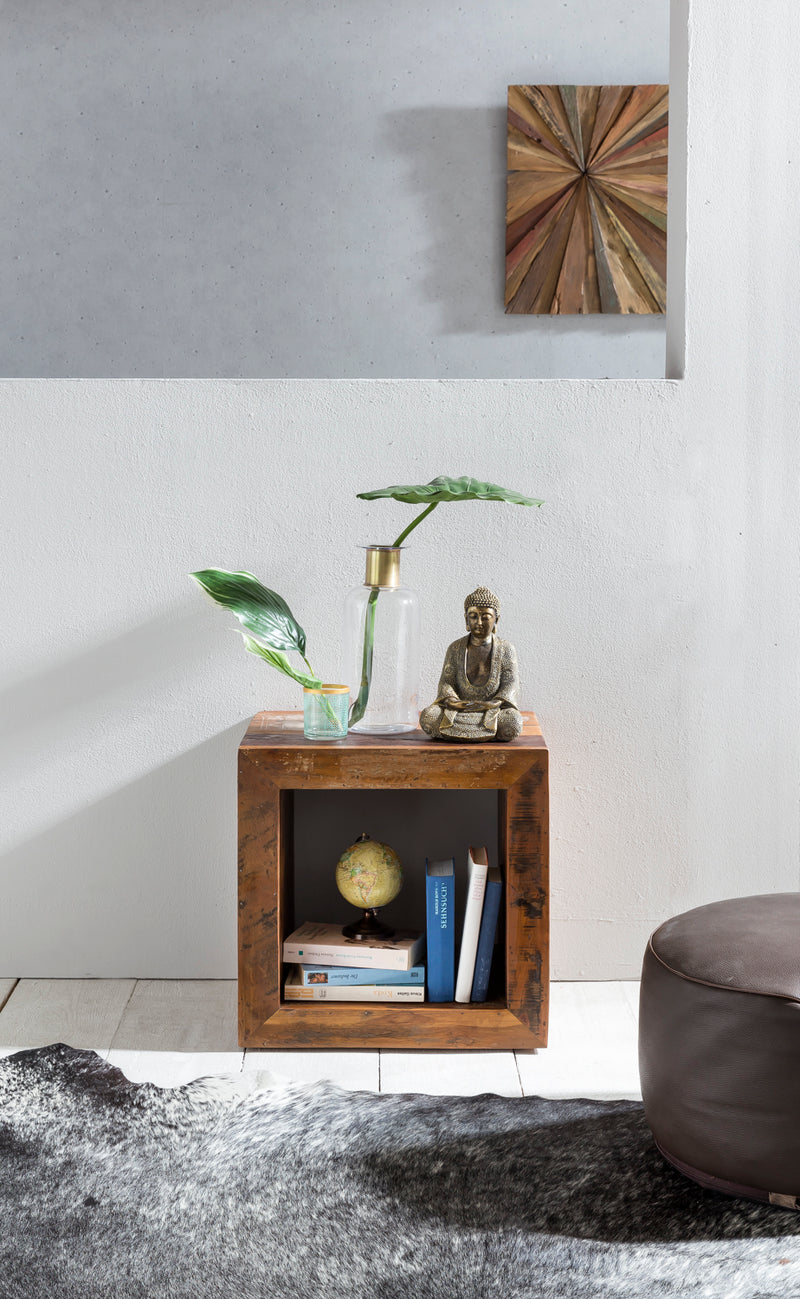 Beistelltisch Kalkutta Massivholz Cube 45x45x35cm mit Ablage Wohnzimmer