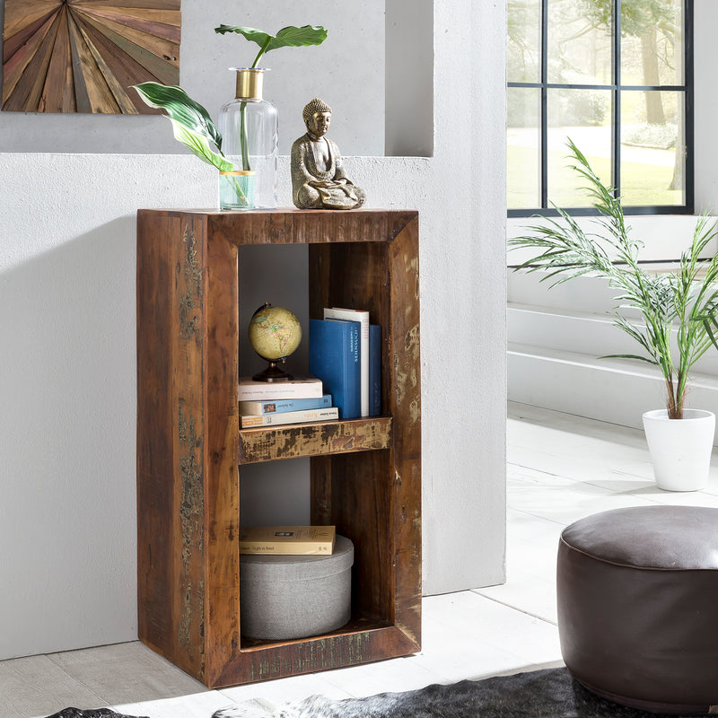 Bücherregal Kalkutta Massivholz 2 Ebenen Shabby-Chic 45x35x90cm