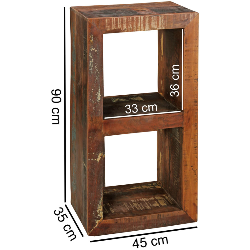 Bücherregal Kalkutta Massivholz 2 Ebenen Shabby-Chic 45x35x90cm