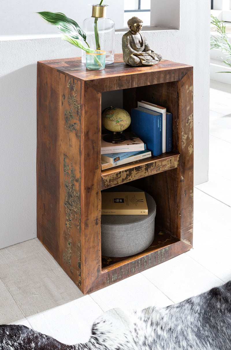 Bücherregal Kalkutta Massivholz 2 Ebenen Shabby-Chic 45x35x90cm
