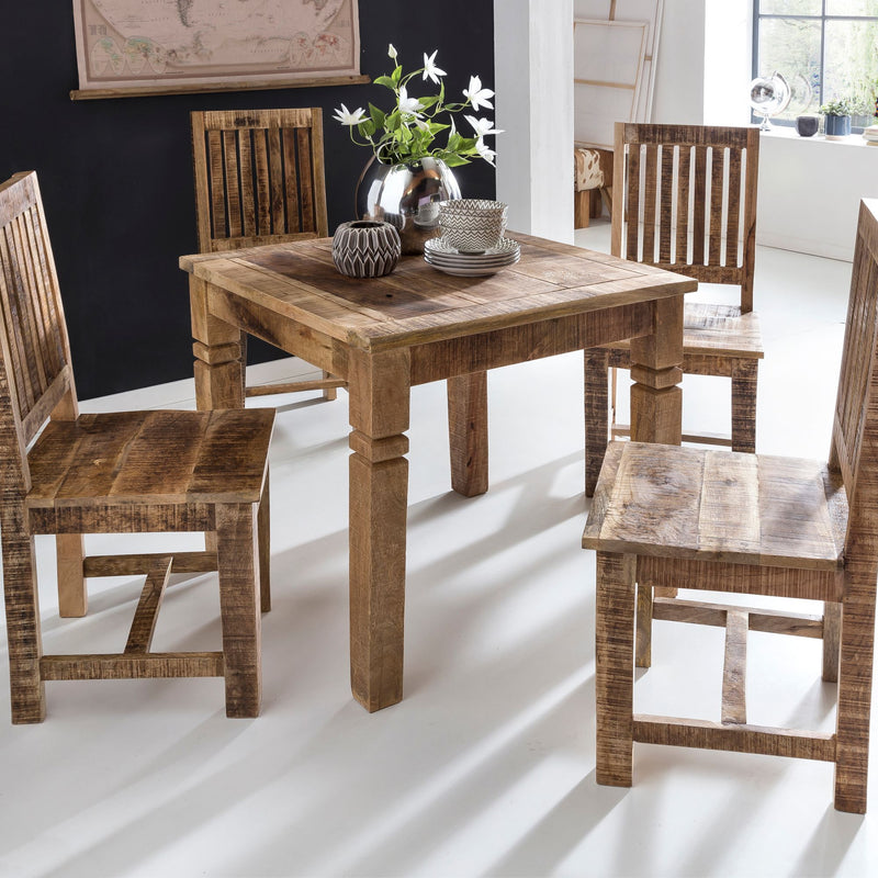 Esszimmertisch WL5.077 Mango Massivholz 80x80cm Landhausstil Braun