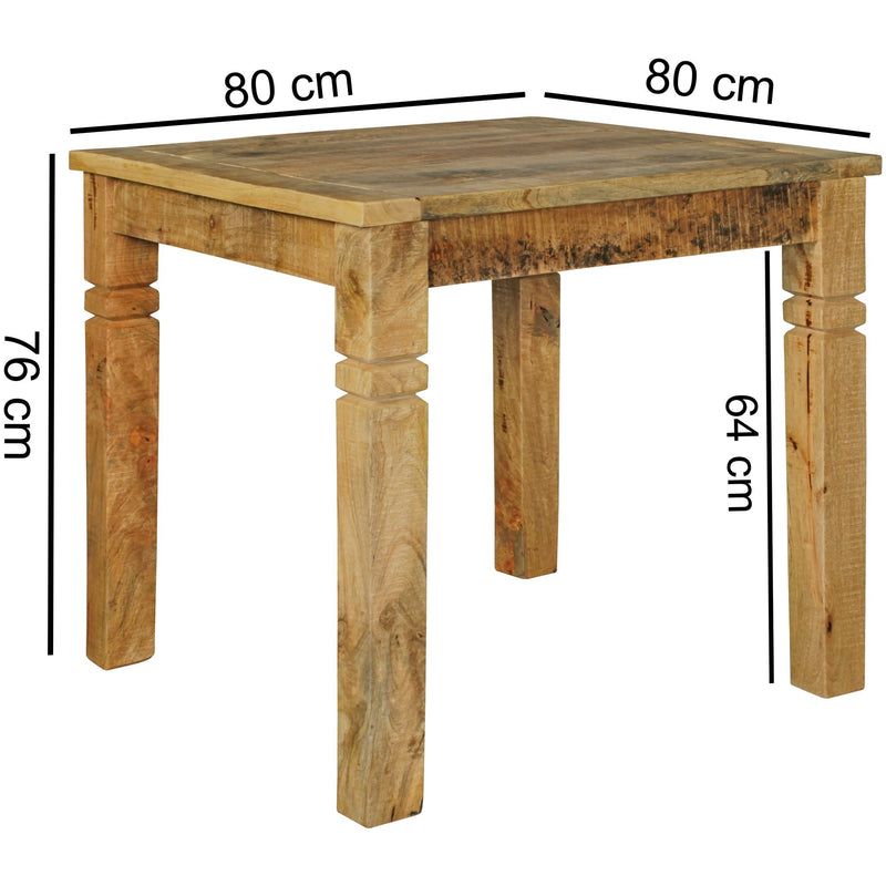 Esszimmertisch WL5.077 Mango Massivholz 80x80cm Landhausstil Braun