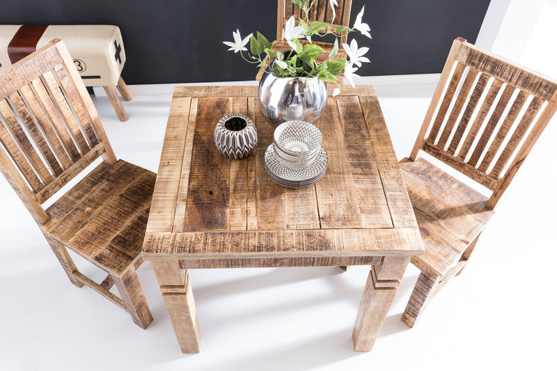 Esszimmertisch WL5.077 Mango Massivholz 80x80cm Landhausstil Braun