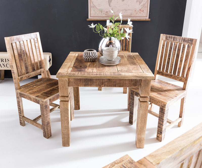 Esszimmertisch WL5.077 Mango Massivholz 80x80cm Landhausstil Braun