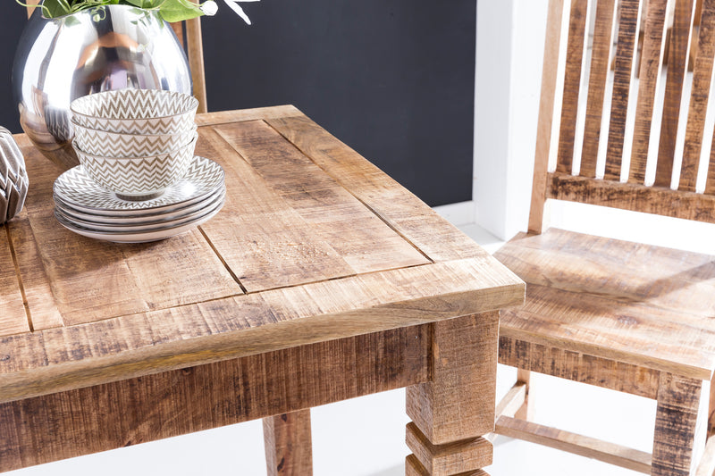 Esszimmertisch WL5.077 Mango Massivholz 80x80cm Landhausstil Braun