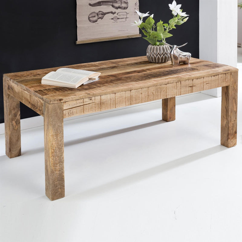 Couchtisch Mango Massivholz 110x60x47cm Landhausstil Natur Rustikal