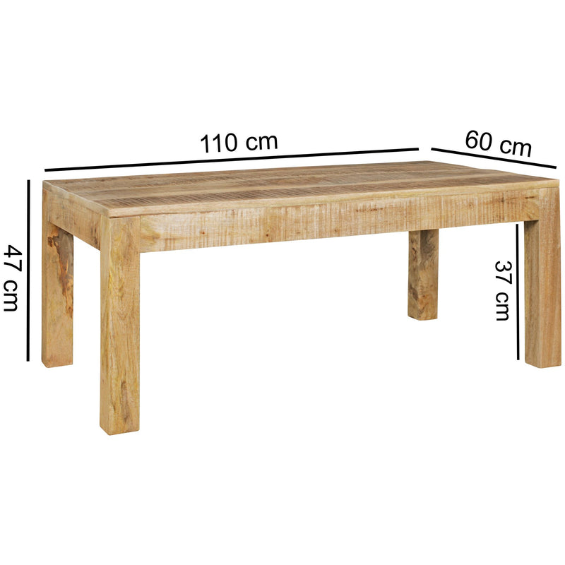 Couchtisch Mango Massivholz 110x60x47cm Landhausstil Natur Rustikal