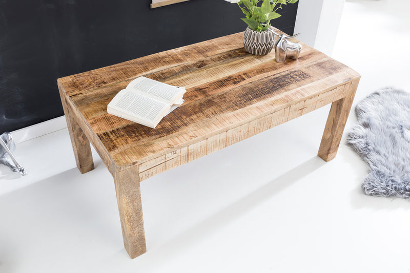 Couchtisch Mango Massivholz 110x60x47cm Landhausstil Natur Rustikal