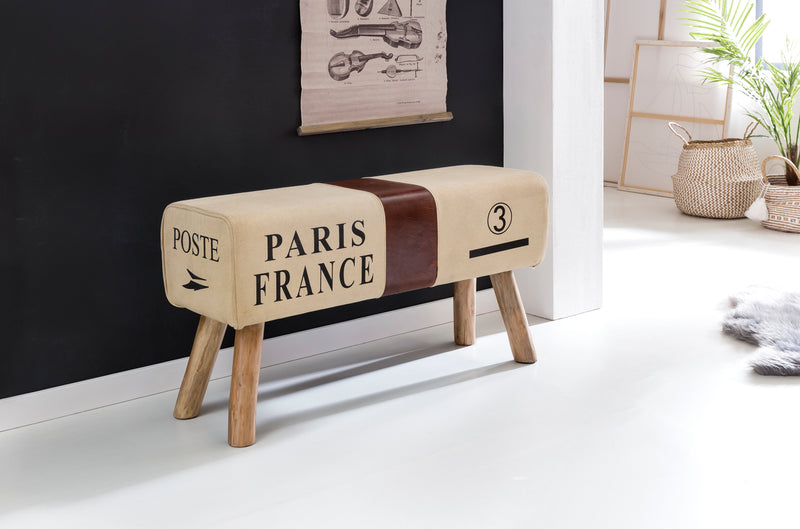 Turnbock Sitzbank CANVAS 91x51x30cm Echtleder Braun