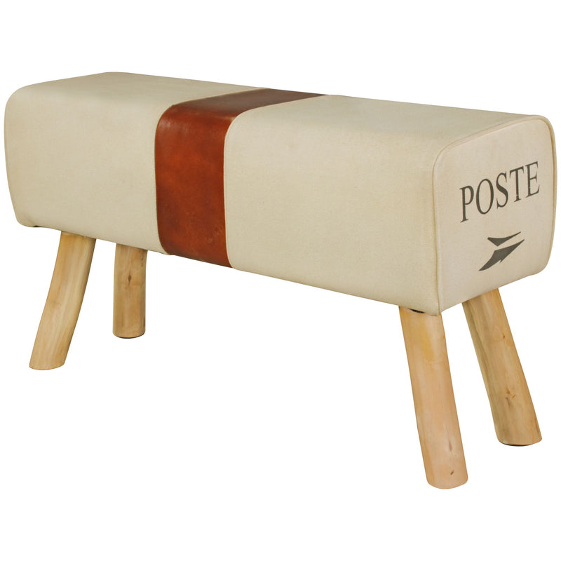 Turnbock Sitzbank CANVAS 91x51x30cm Echtleder Braun