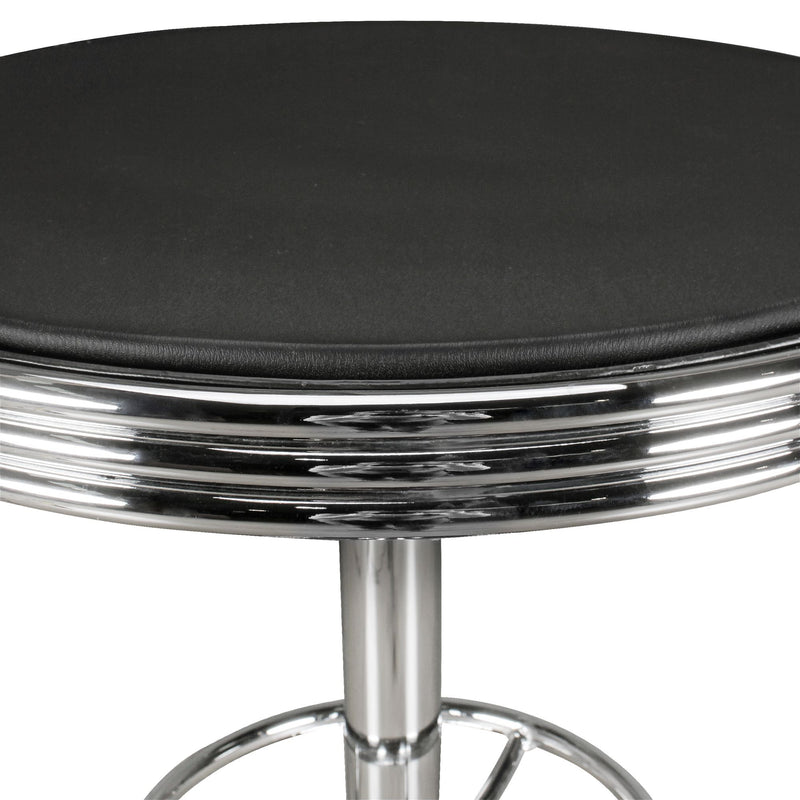 Bartisch American Diner rund Ø60cm Kunstleder Retro Schwarz/Silber