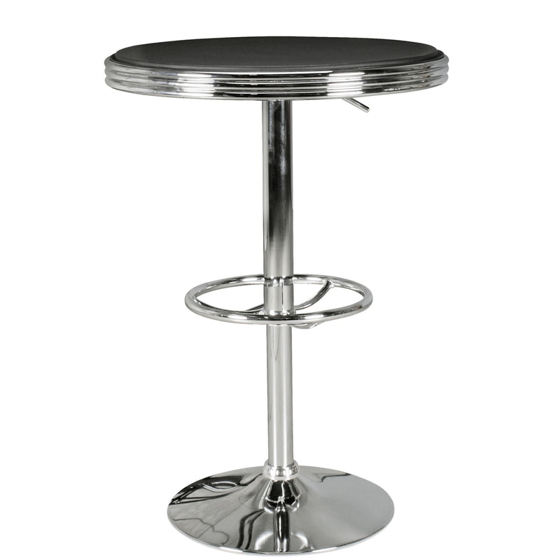 Bartisch American Diner rund Ø60cm Kunstleder Retro Schwarz/Silber