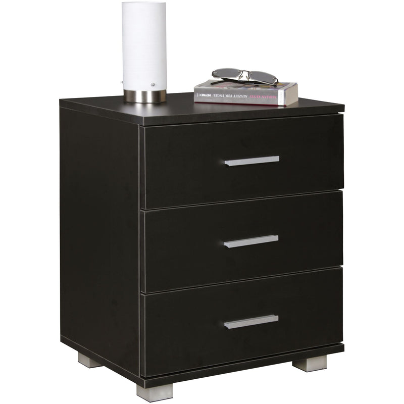 Nachtkonsole LATINA 3 Schubladen Holz schwarz modern 45x54x34 cm