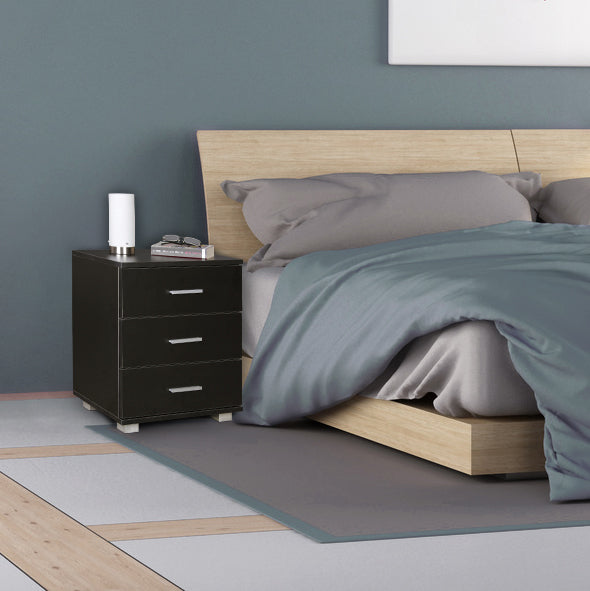 Nachtkonsole LATINA 3 Schubladen Holz schwarz modern 45x54x34 cm