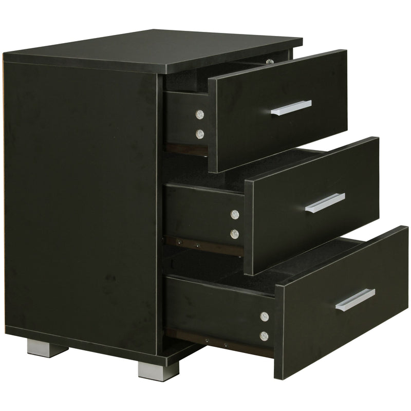 Nachtkonsole LATINA 3 Schubladen Holz schwarz modern 45x54x34 cm